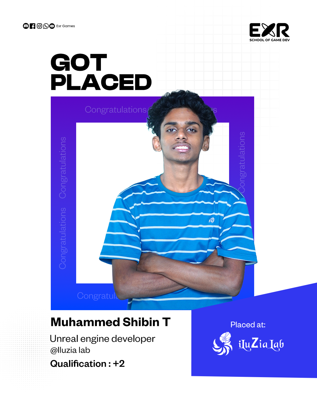 Muhammed Shibin T placed as Unreal Engine Developer at Iluzia Lab